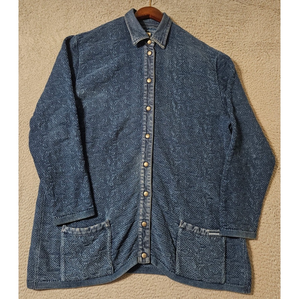 Blue Willis Womens XXL Indigo Cotton Knit Button Front Cardigan Jacket Denmark